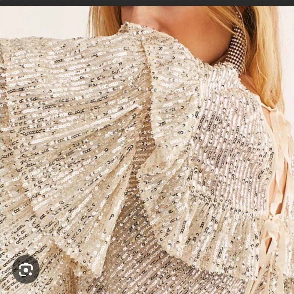Free People Gold Sequin Blouse - Picture 5 of 10
